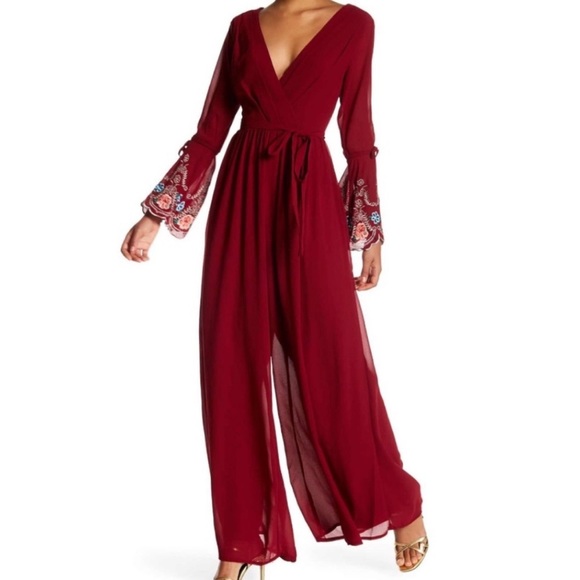 Soieblu red embroidered jumpsuit - Picture 1 of 6